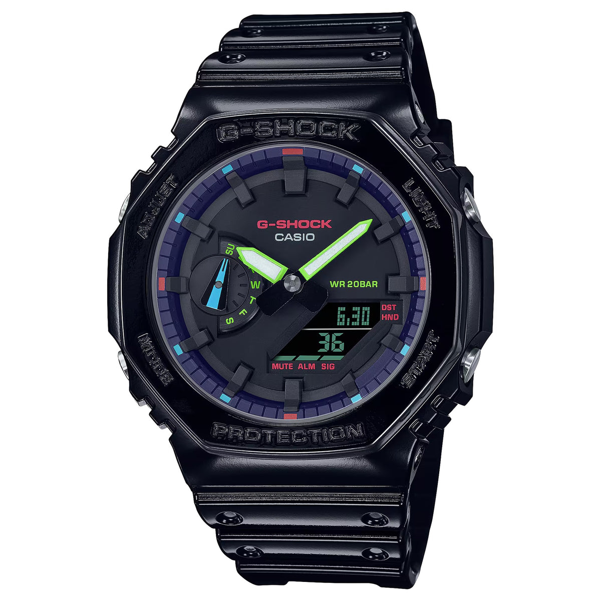Casio G-Shock GA-2100RGB-1A Herrenuhr Schwarz