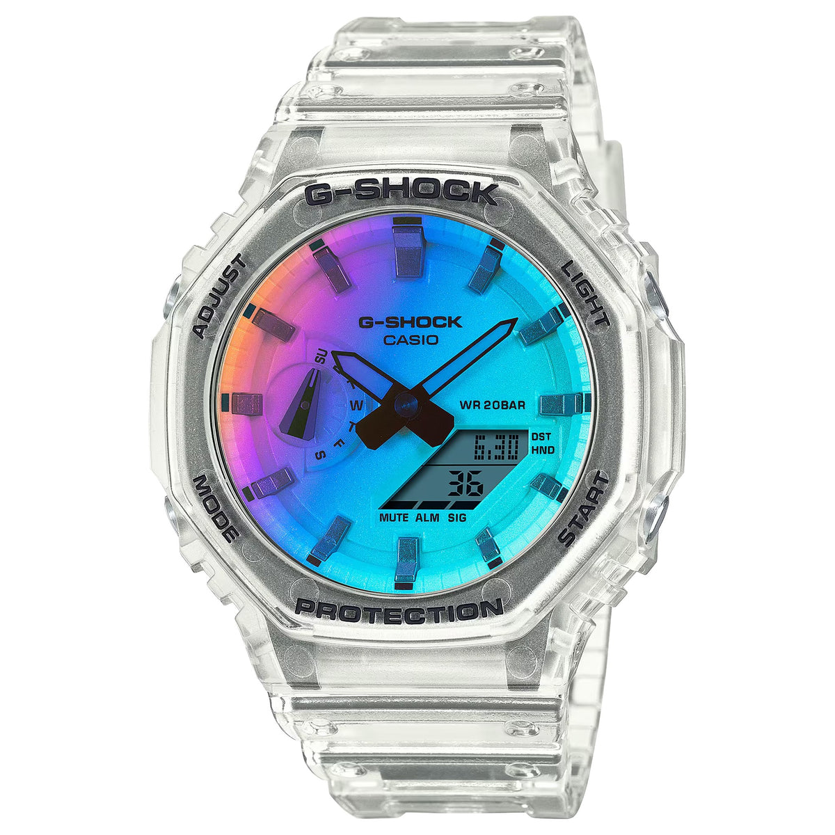 Casio G-Shock GA-2100SRS-7A Herrenuhr Transparent Mehrfarbig