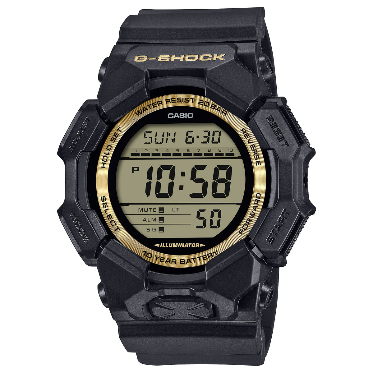 Casio G-Shock GD-010GB-1A9 Herrenuhr Schwarz Gold