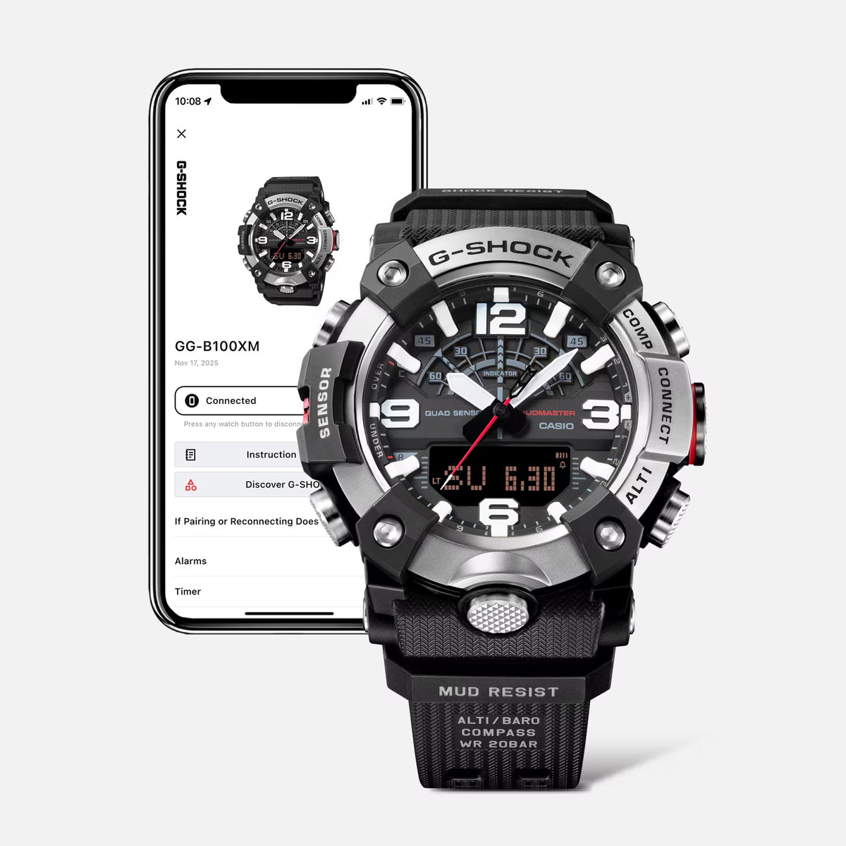 Casio G-Shock GG-B100XM-1A Herrenuhr Schwarz Silber
