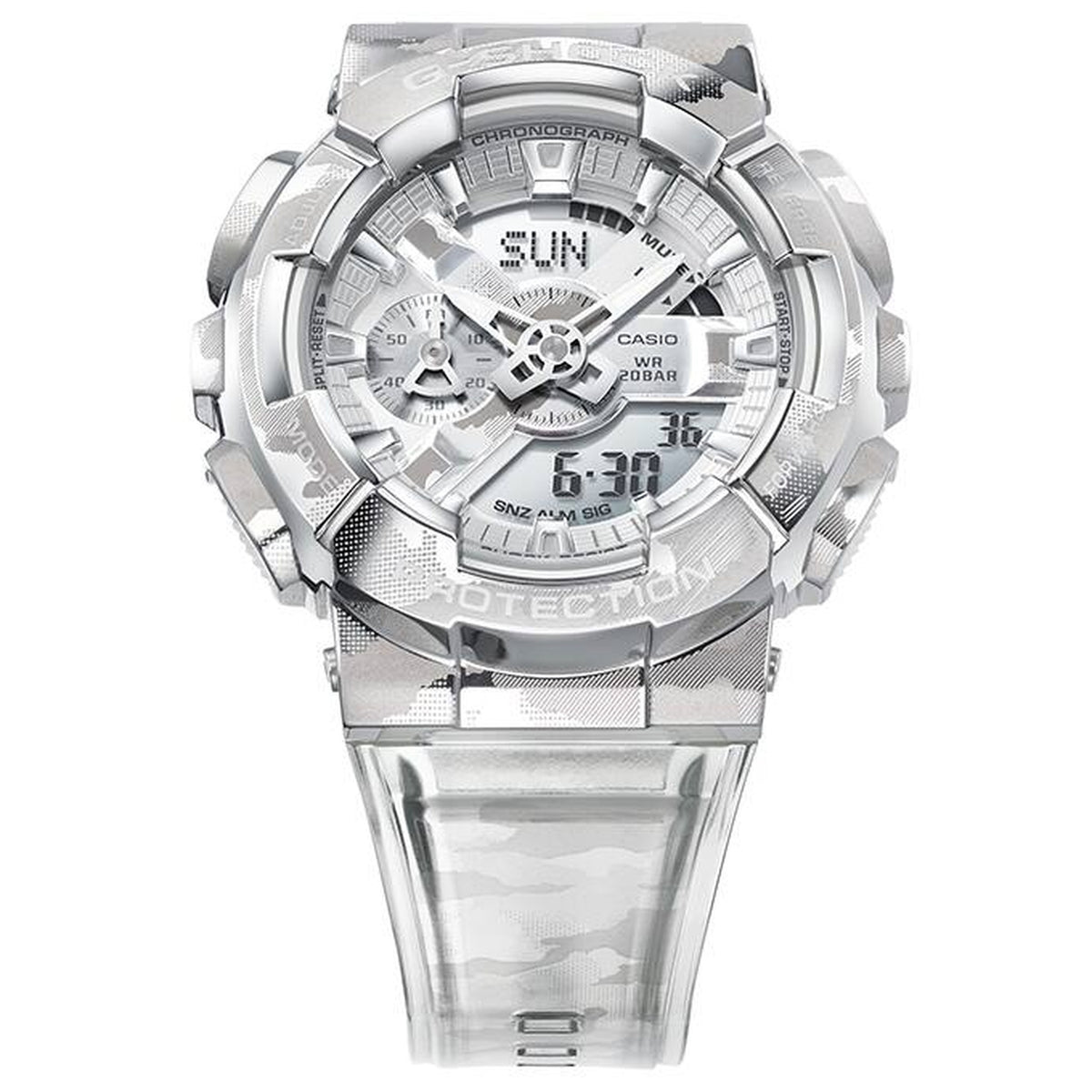 Casio G-Shock GM-110SCM-1A Herrenuhr Silber Tarnmuster