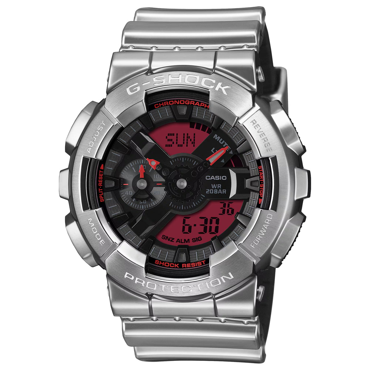 Casio G-Shock GM-110YRA-8A Herrenuhr Silber Rot