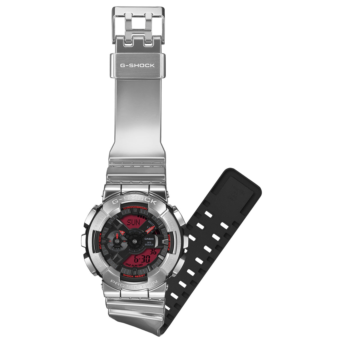 Casio G-Shock GM-110YRA-8A Herrenuhr Silber Rot