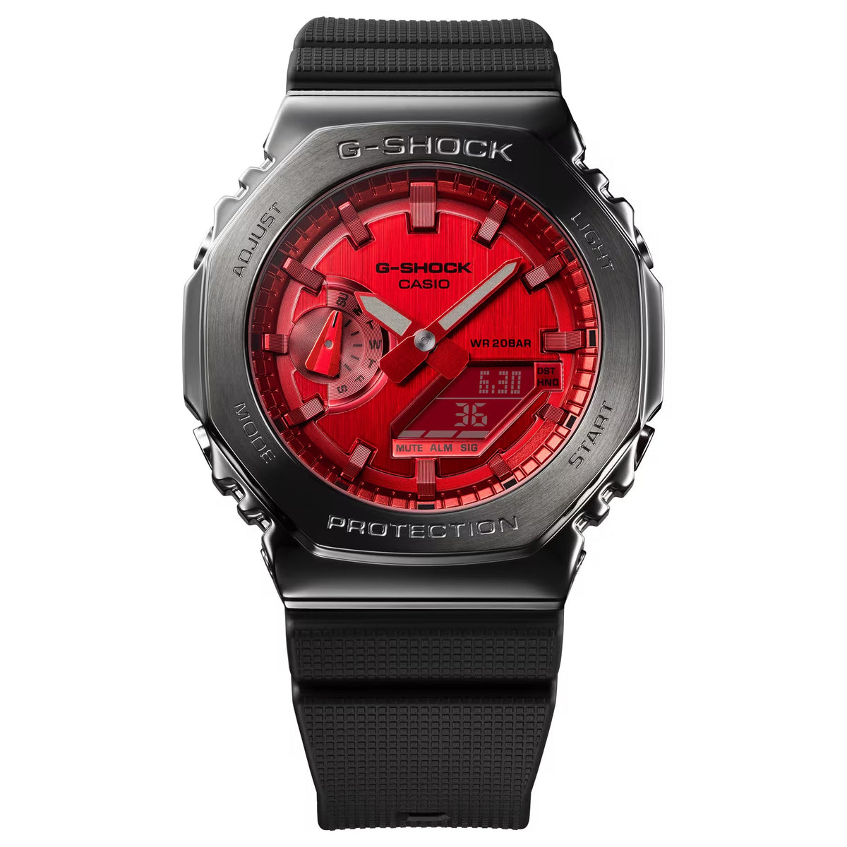 Casio G-Shock GM-2100B-4A Herrenuhr Rot Silber