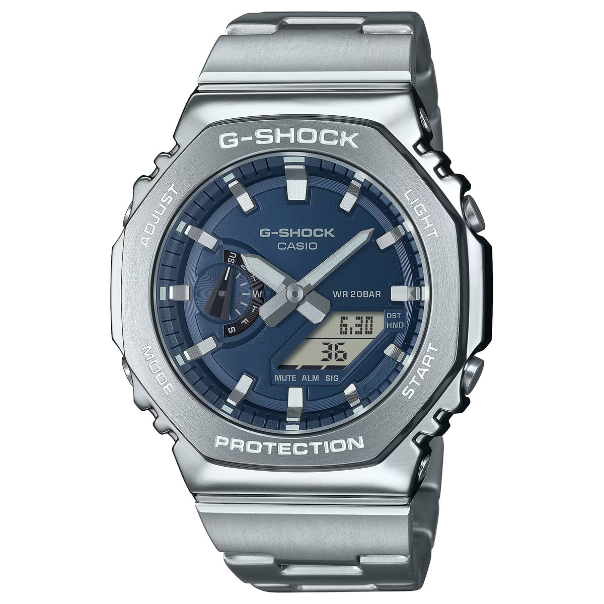 Casio G-Shock GM-2110D-2B Herrenuhr Silber Blau
