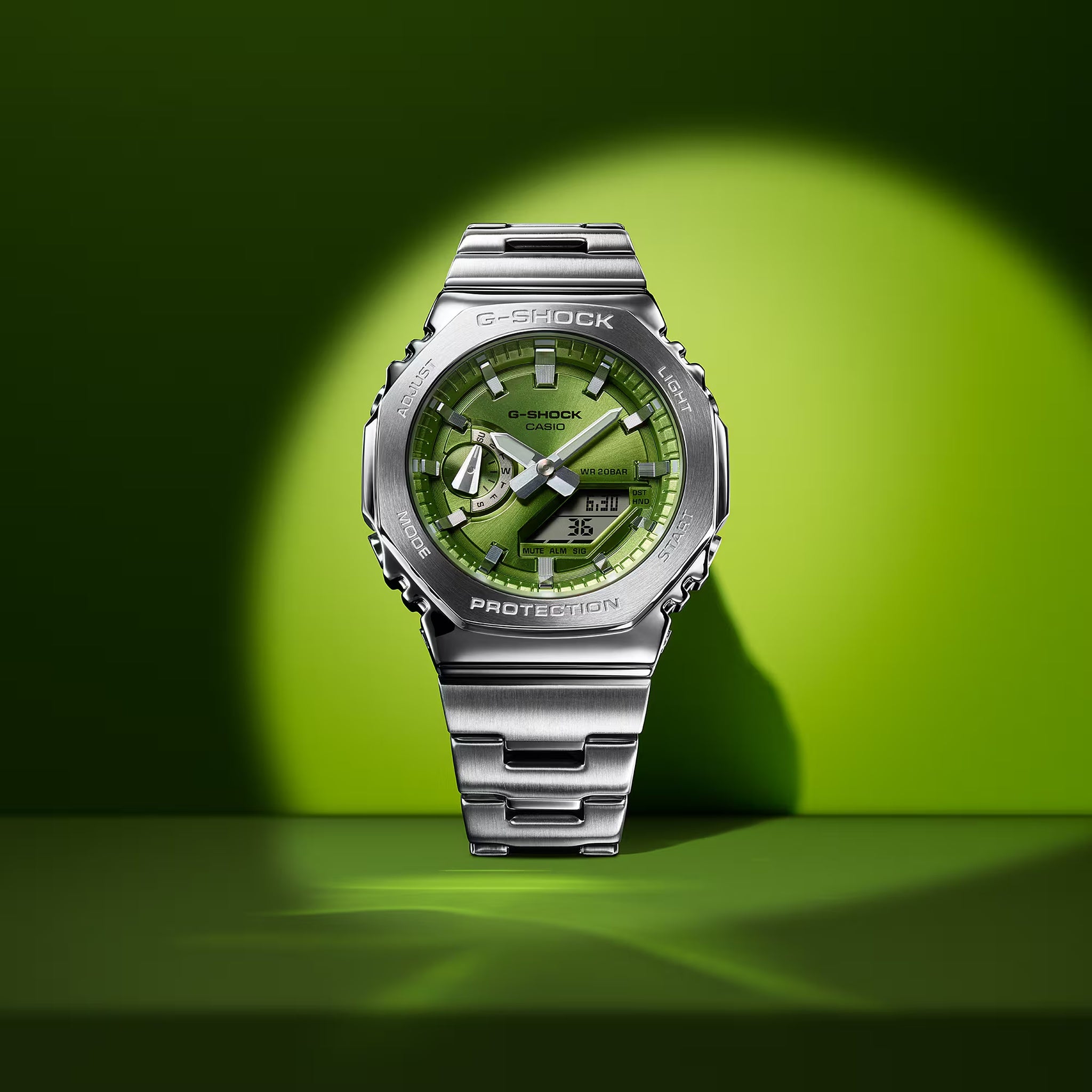 Montre Casio G-Shock GM-2110D-3A Homme Argenté Vert