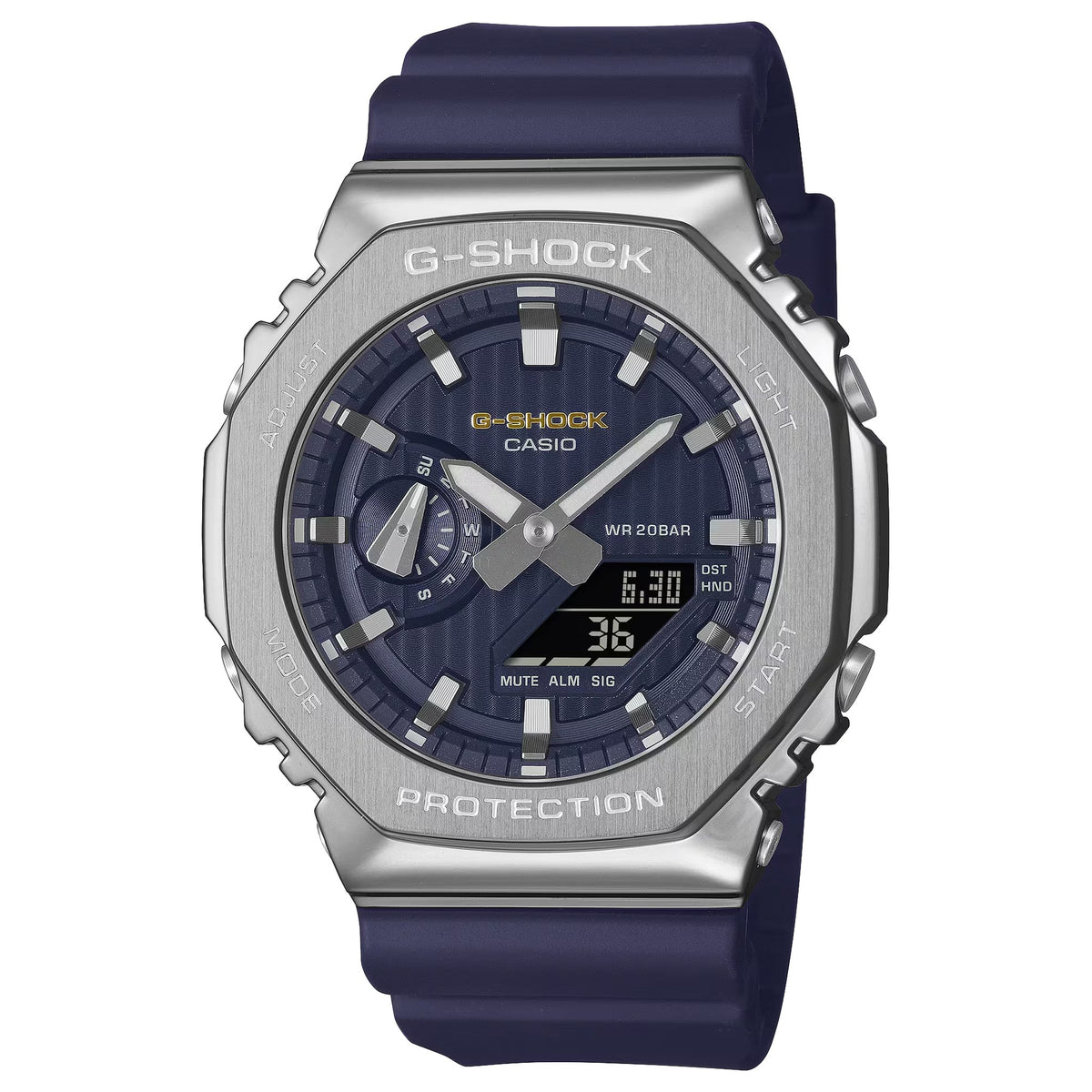 Casio G-Shock GM-2110SH-2A Herrenuhr Silber-Blau