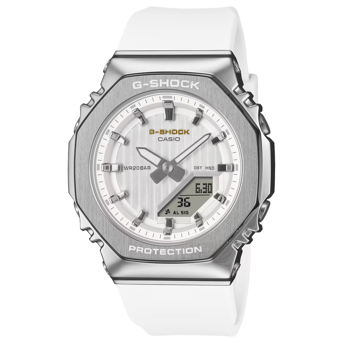Casio G-Shock GM-S2110SH-7A Damenuhr Silber Weiß