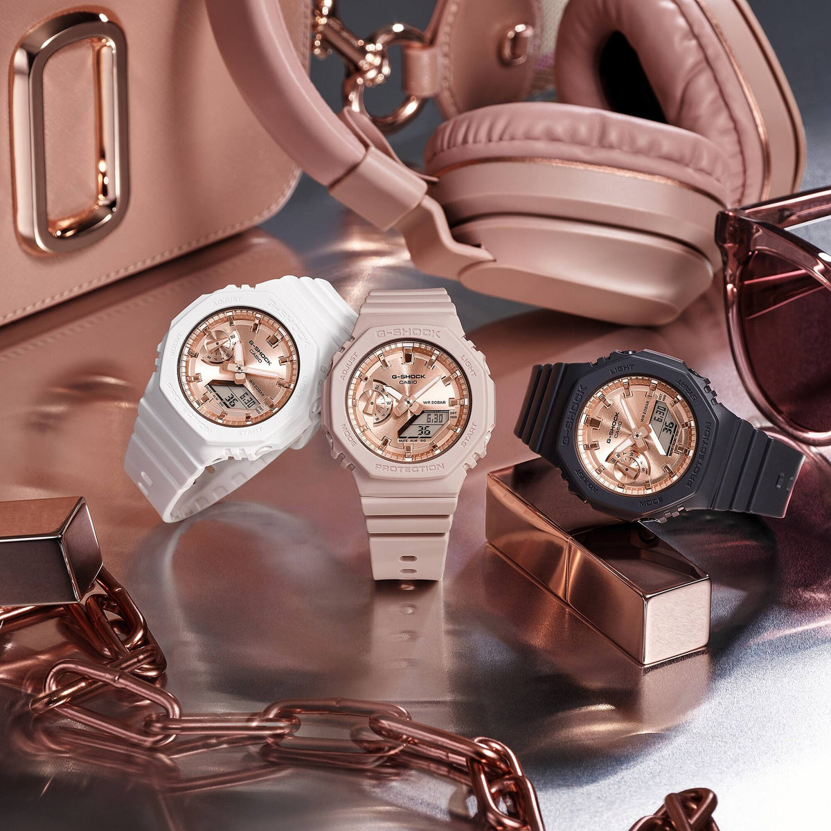 Casio G-Shock Damenuhr GMA-2100MD-1A Schwarz Roségold