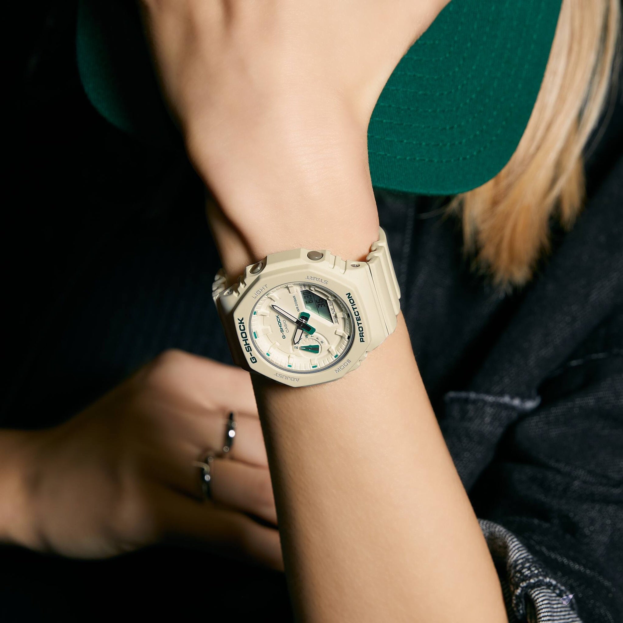 Casio G-Shock GMA-S2100GA-7A Women's Beige Green Watch
