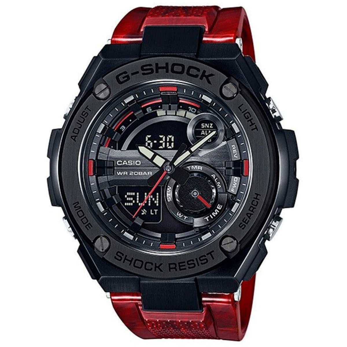 Casio G-Shock GST-210M-4A Herrenuhr Schwarz Rot