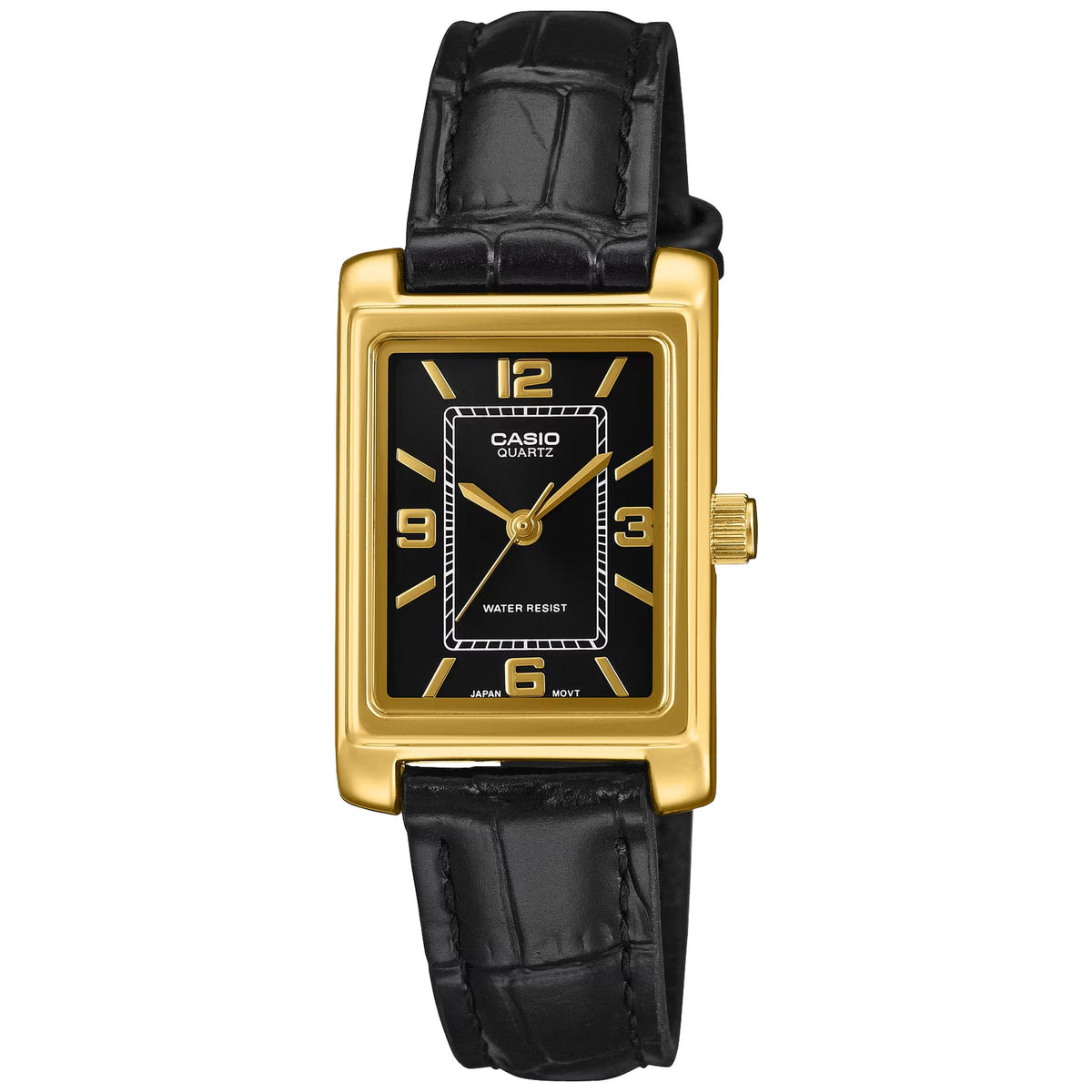 Montre Casio Timeless LTP-1234PGL-1A Cuir Noir Femme