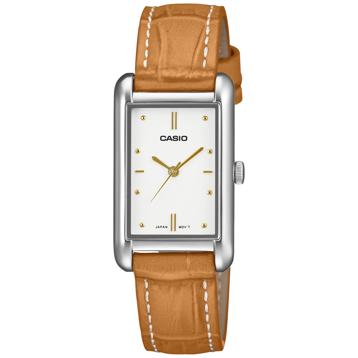 Casio Uhr LTP-B171L-7A2 Damen Rechteckig Weiß Leder Braun