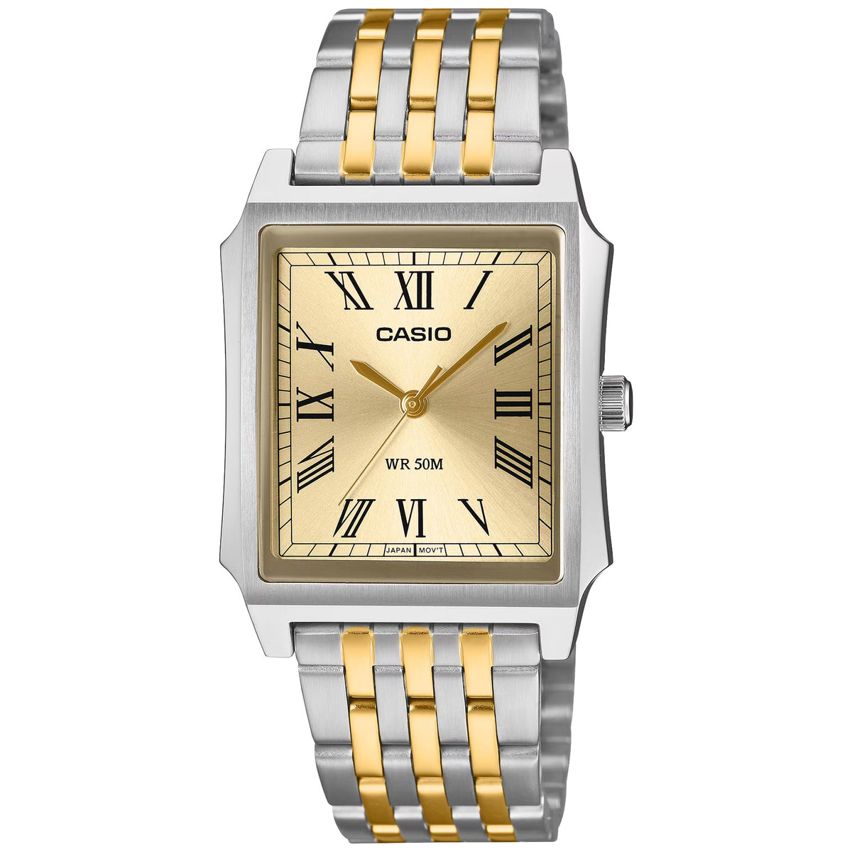 Casio Timeless MTP-B190SG-9BV Rectangular Roman Numerals Silver Gold Watch
