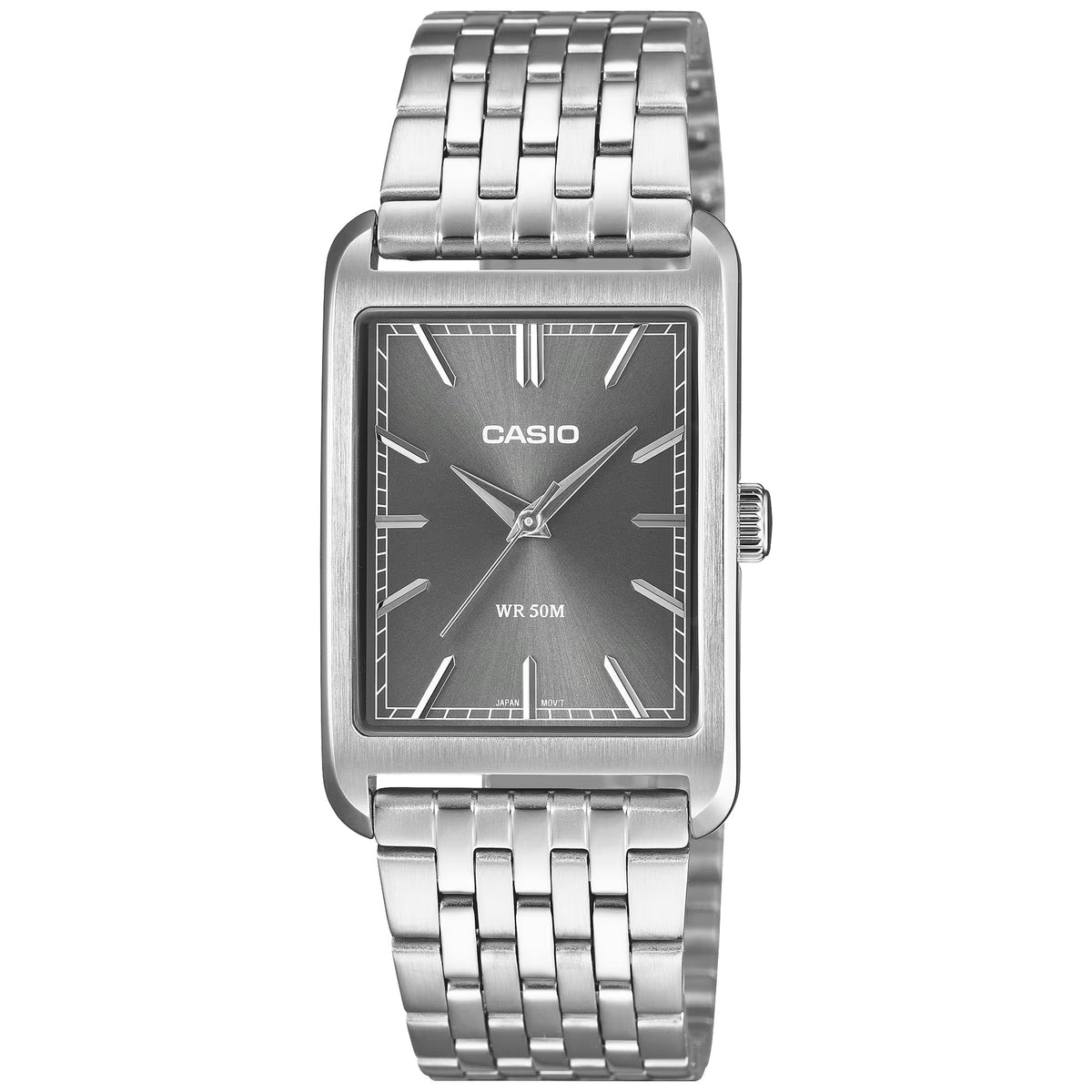 Casio Timeless MTP-B215D-8AV Rechteckige Herrenuhr Grau