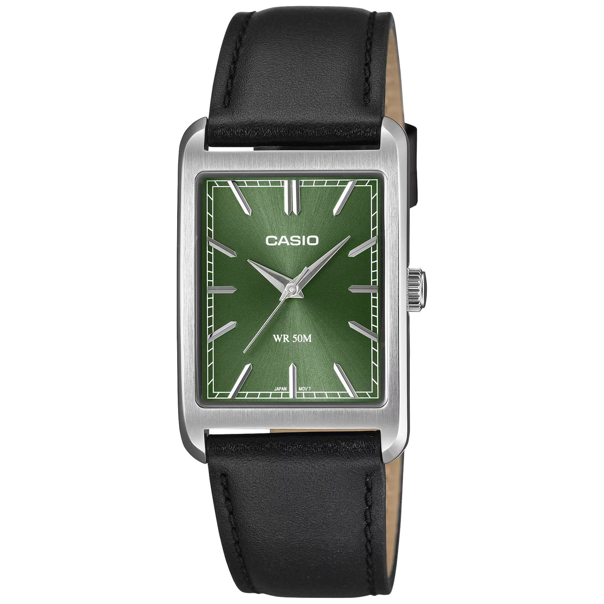 Montre Casio Timeless MTP-B215L-3AV Rectangulaire Vert Cuir Homme