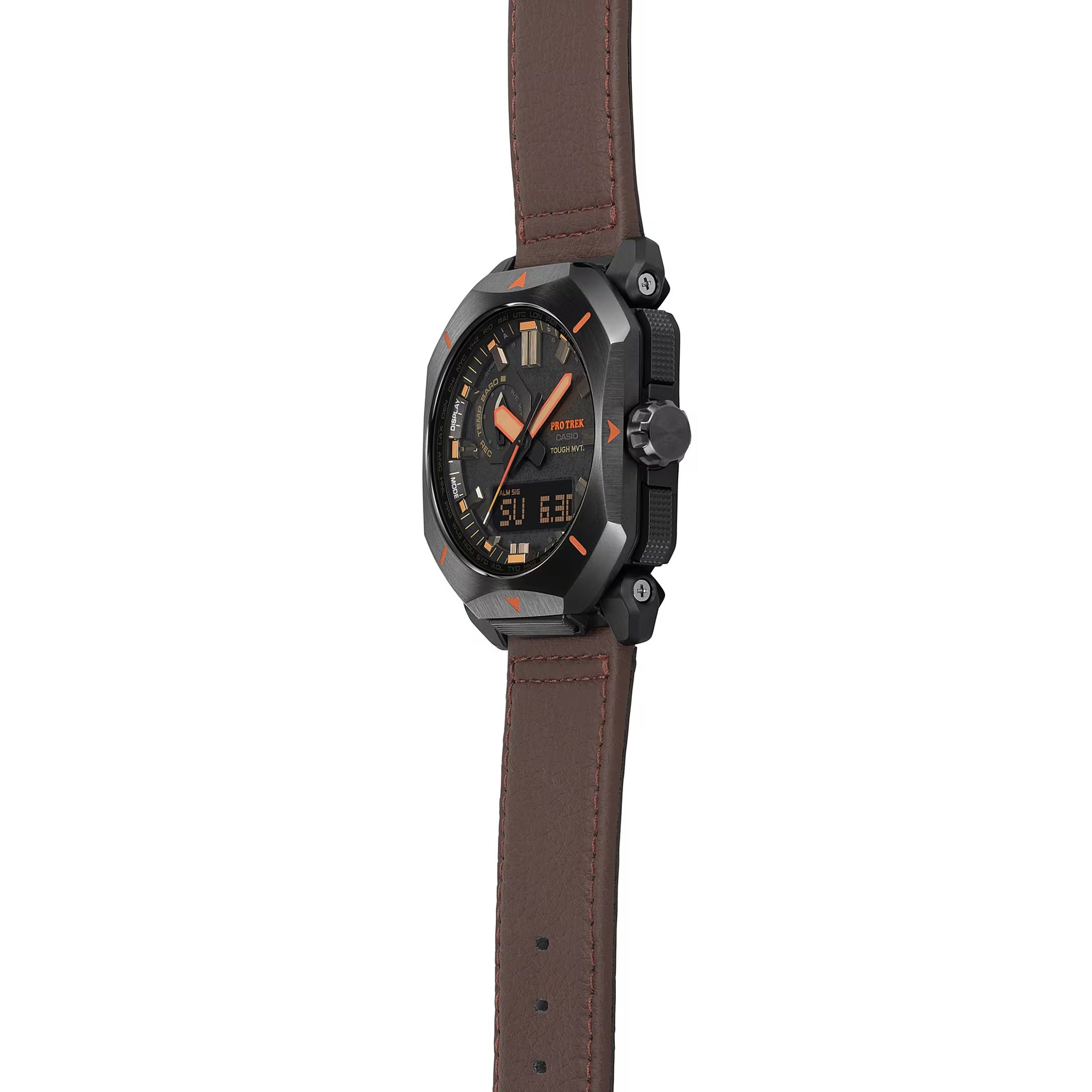 Casio Pro Trek PRW-6900YL-5 Men's Black Leather Brown Watch