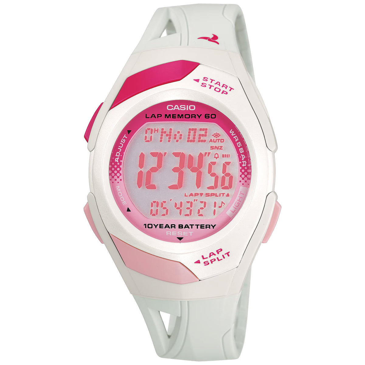 Montre Casio Sport STR-300-7 Podomètre Digitale Blanc Rose