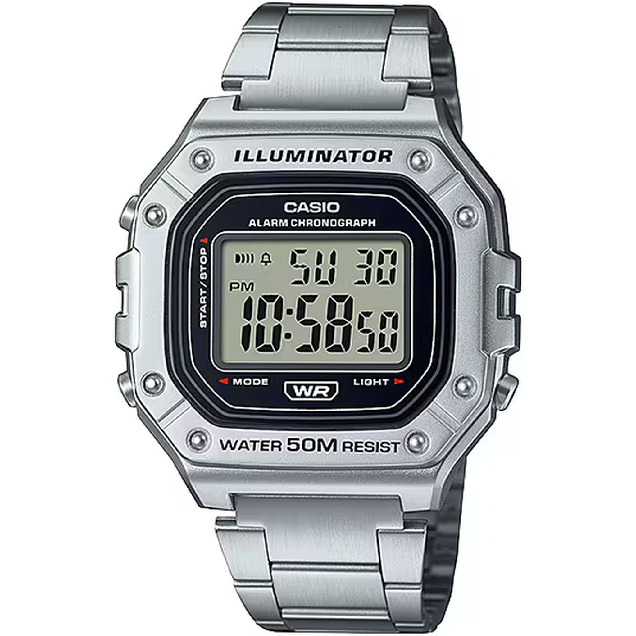 Casio Men's Watch W-218HD-1A Quartz Digital Silver Black