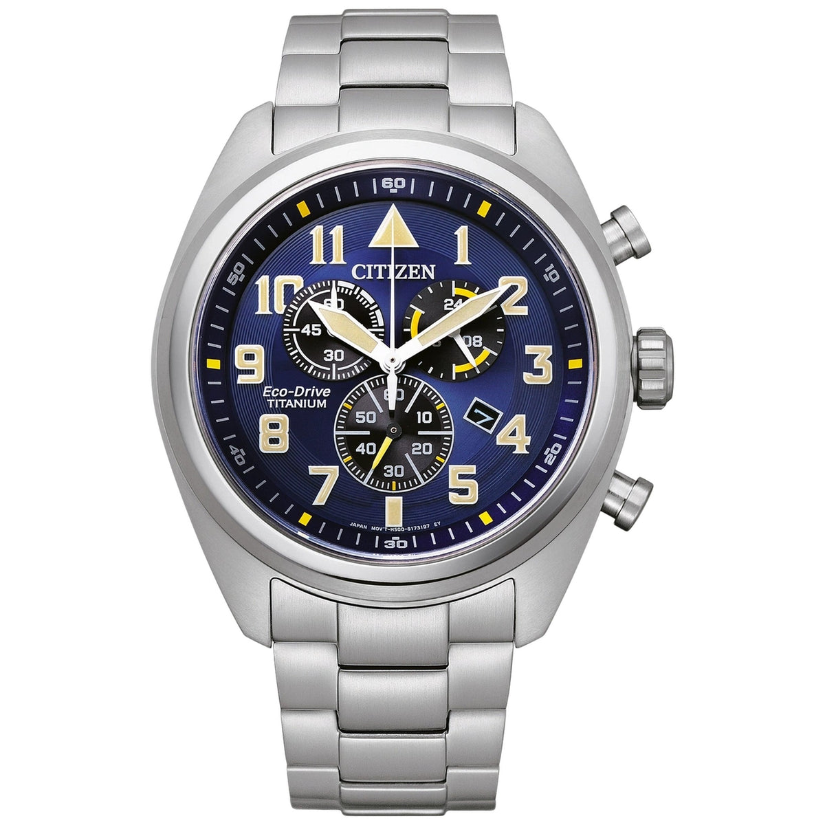 Montre Citizen AT2480-81L Chronographe Eco-Drive 43.5mm Super Titanium Bleu Homme