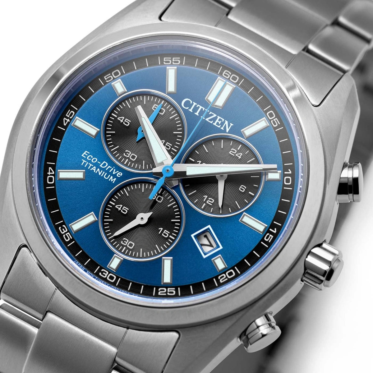 Montre Citizen AT2590-59L Chronographe Eco-Drive 40mm Super Titanium Bleu Homme