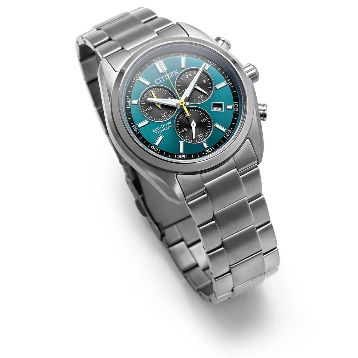Citizen AT2590-59X Chronograaf Eco-Drive 40mm Super Titanium Groen Herenhorloge