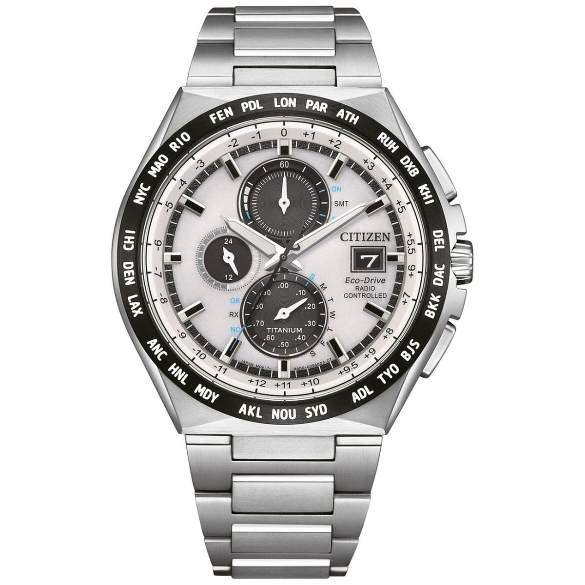 Montre Citizen AT8238-84A Chronographe Eco-Drive 43.5mm Super Titanium Argenté Homme