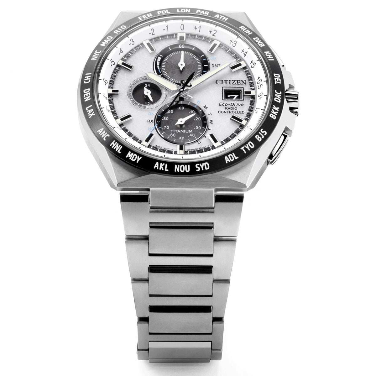 Montre Citizen AT8238-84A Chronographe Eco-Drive 43.5mm Super Titanium Argenté Homme