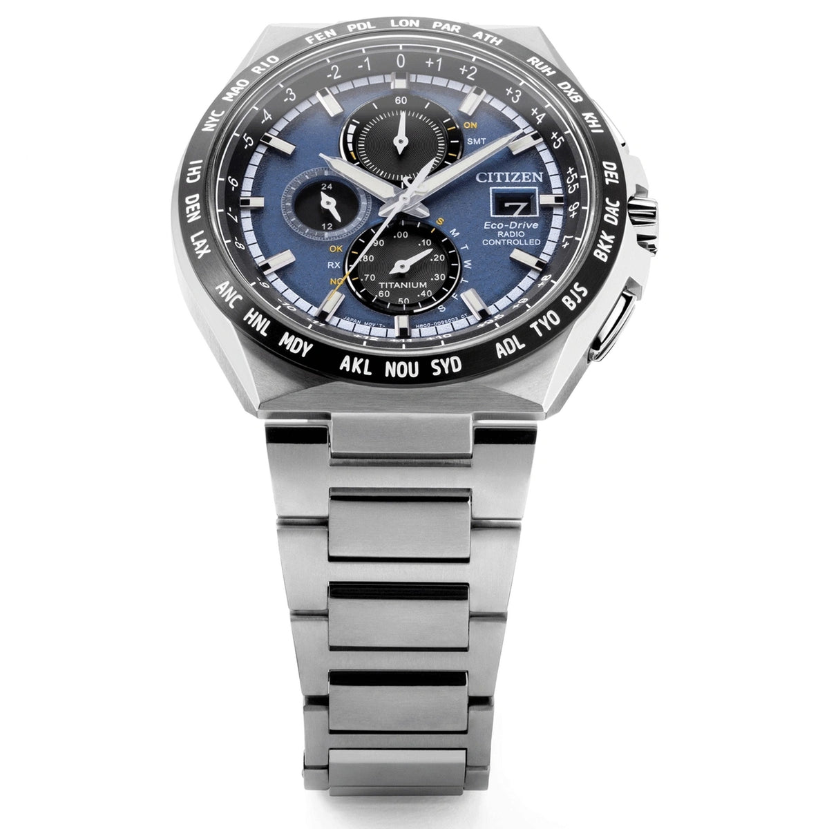 Relógio Citizen AT8238-84L Cronógrafo Eco-Drive 43,5 mm Super Titanium Azul Homem