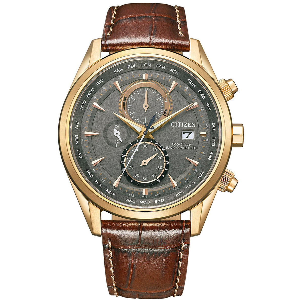 Montre Citizen AT8263-10H Chronographe Eco-Drive 43mm Cuir Gris Homme