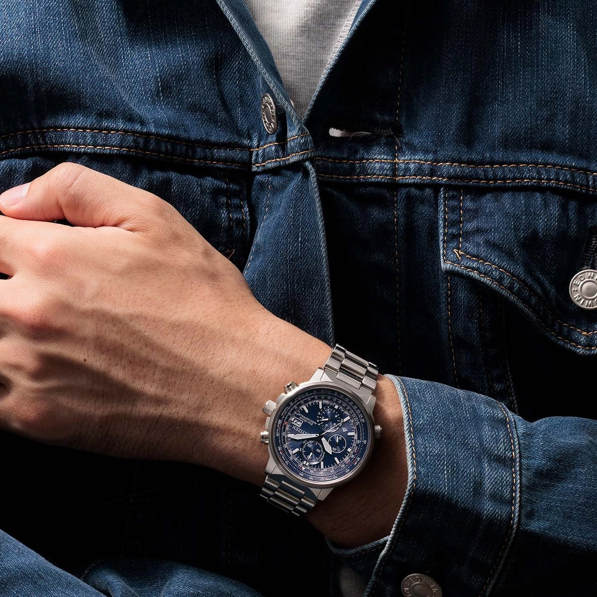 Montre Citizen AT8300-58L Sky Chronographe Eco-Drive 41mm Bleu Homme