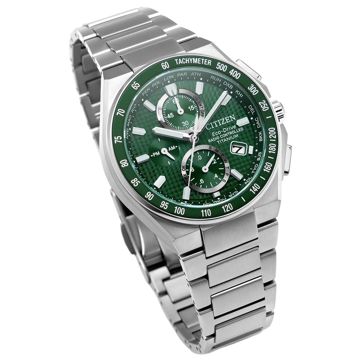Montre Citizen AT8398-53X Eco-Drive Radio-Contrôlé 40.5mm Super Titanium Vert Homme
