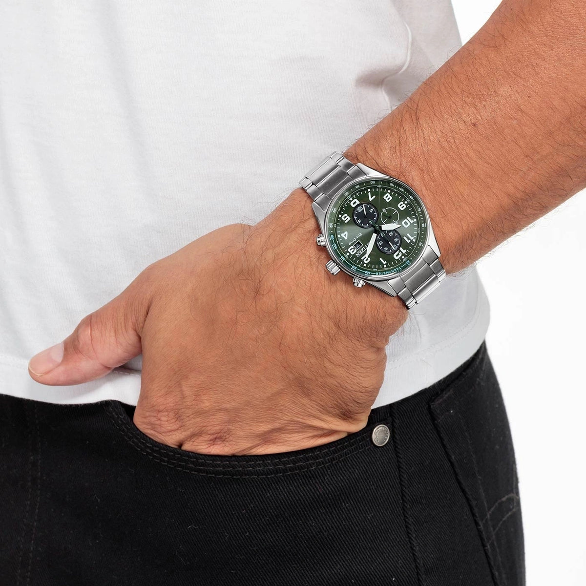 Montre Citizen CA0770-72X Chronographe Eco-Drive 43mm Vert Homme