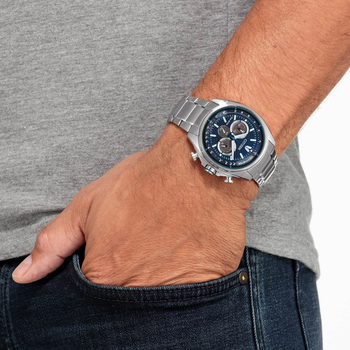 Montre Citizen CA4560-81L Chronographe Eco-Drive 44.8mm Bleu Homme