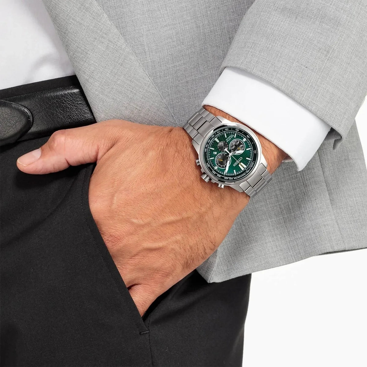Montre Citizen CA4570-88X Chronographe Eco-Drive 43.5mm Super Titanium Vert Homme