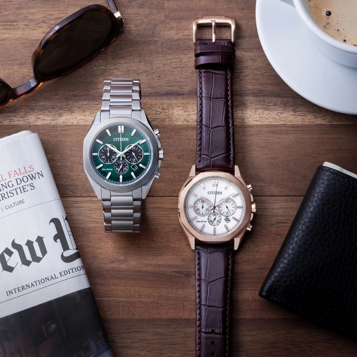 Montre Citizen CA4593-15A Chronographe Eco-Drive 41mm Cuir Ivoire Homme