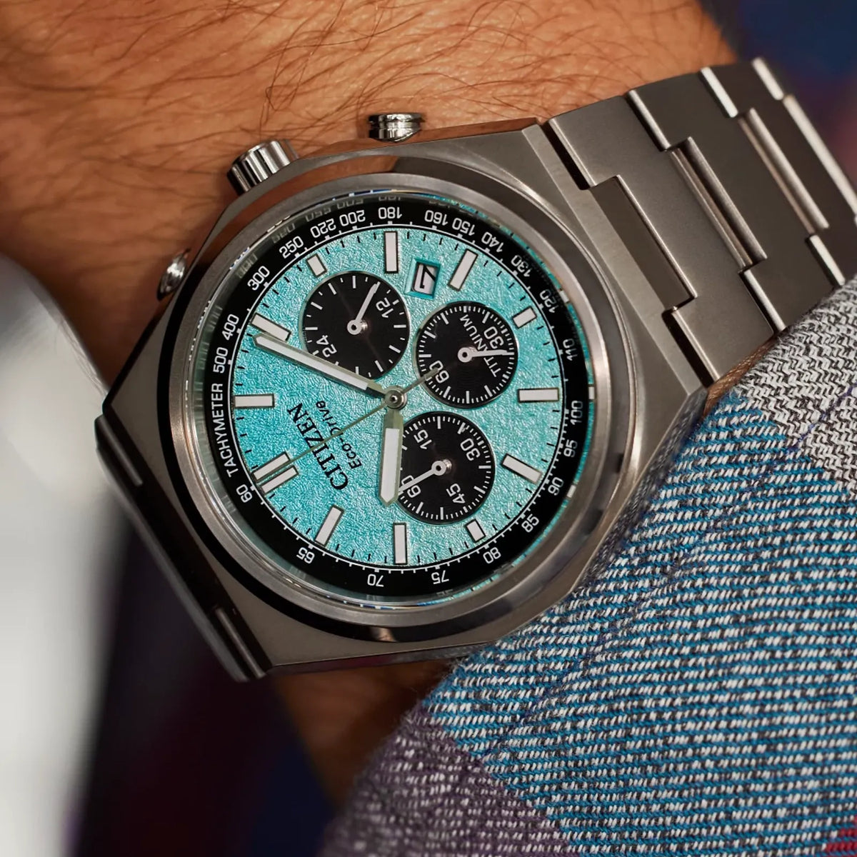 Montre Citizen CA4610-85M Chronographe Eco-Drive 42.5mm Super Titanium Vert Homme