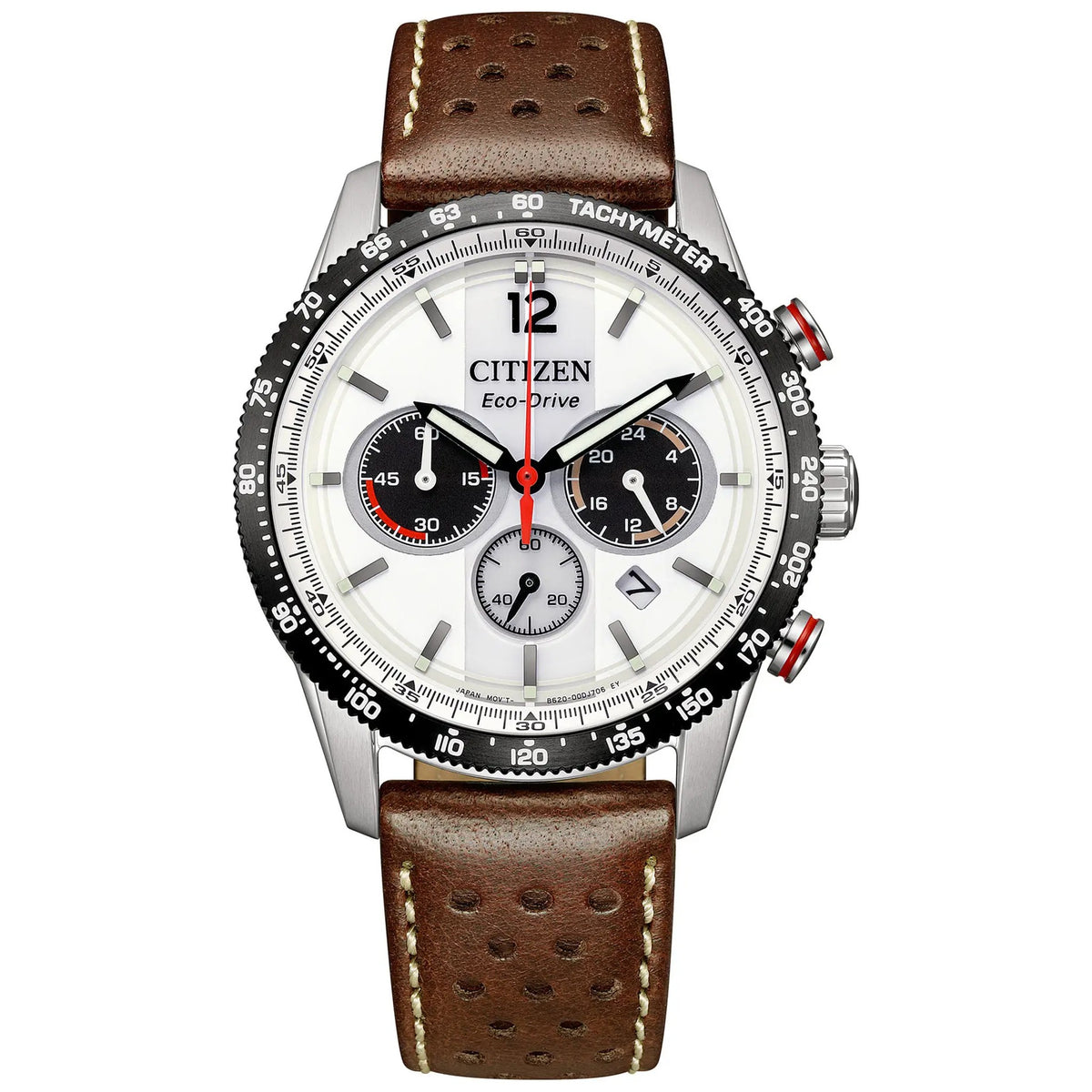 Montre Citizen CA4714-04A Chronographe Eco-Drive 39.9mm Cuir Blanc Homme