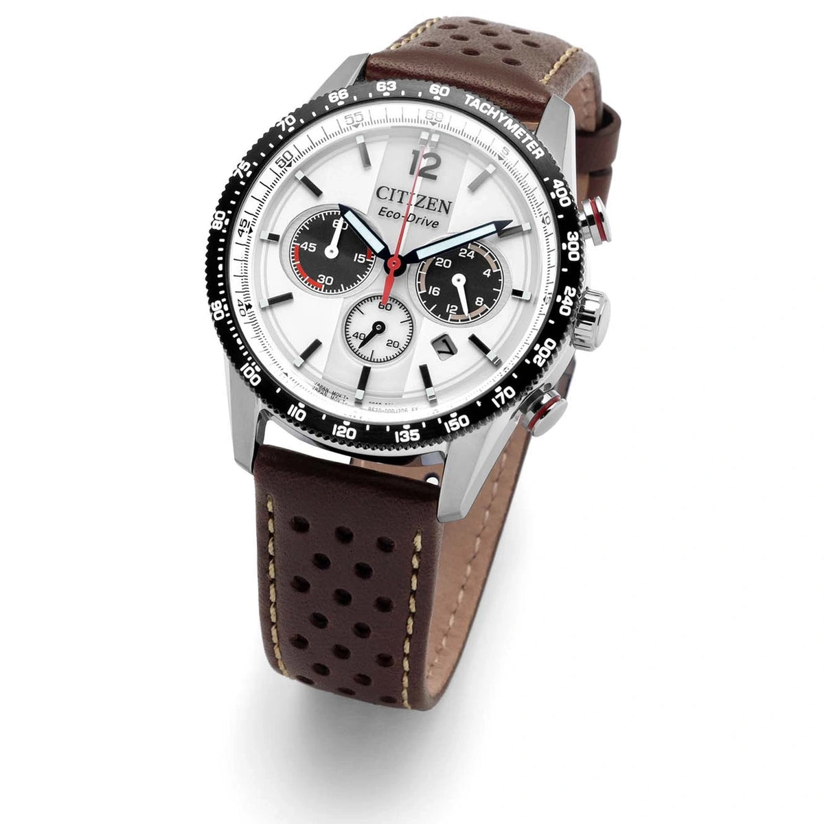 Montre Citizen CA4714-04A Chronographe Eco-Drive 39.9mm Cuir Blanc Homme