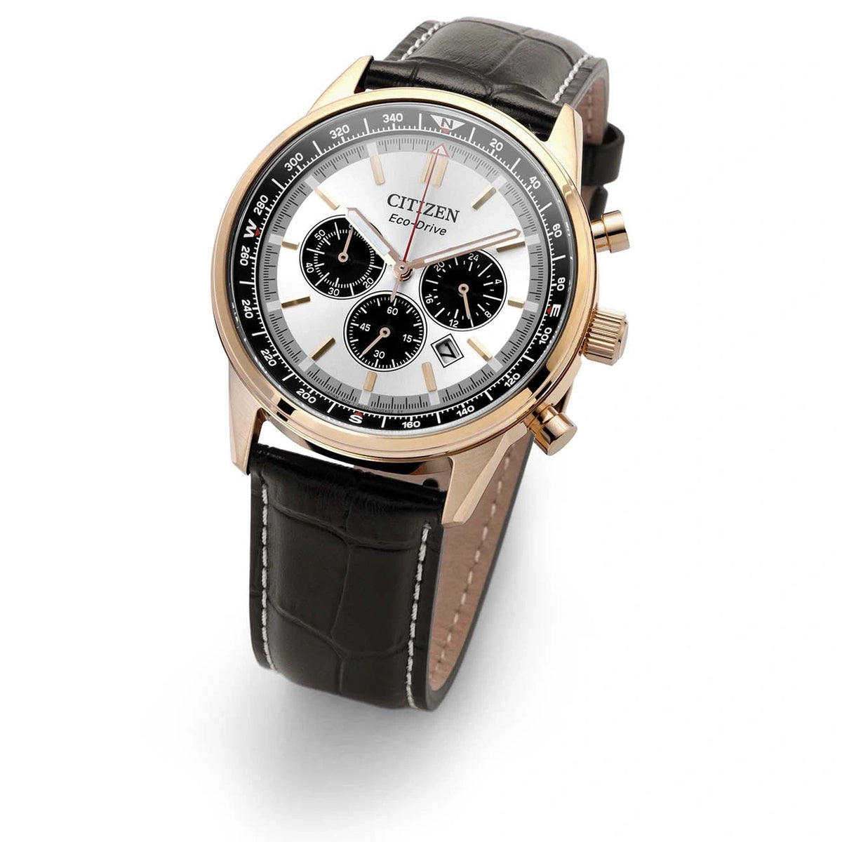 Citizen CA4723-03A Chronograaf Eco-Drive 42mm Zilverkleurig Leer Heren