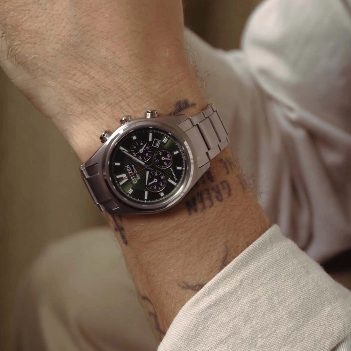Montre Citizen CA4750-51X Chronographe Eco-Drive 40mm Super Titanium Vert Homme