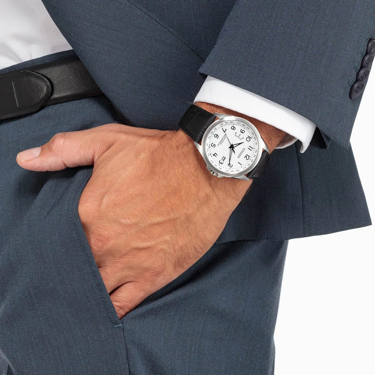 Montre Citizen CB0250-17A Eco-Drive 43mm Cuir Blanc Homme