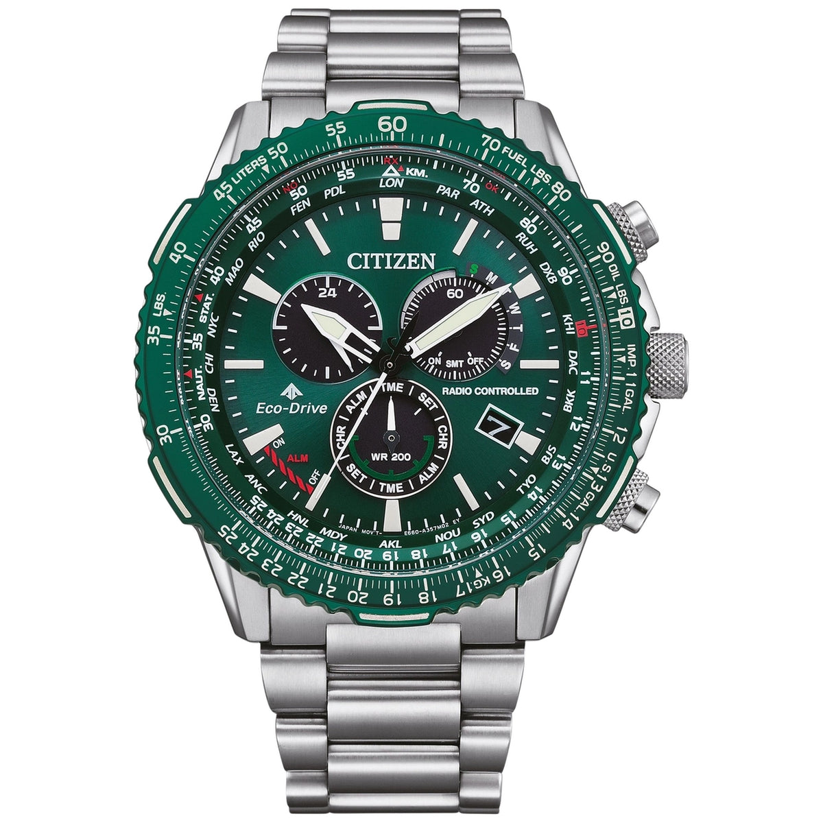 Montre Citizen CB5004-59W Sky Eco-Drive 45.9mm Vert Homme