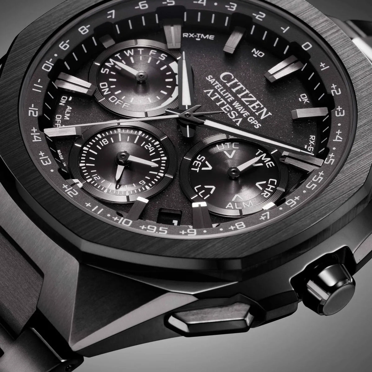 Relógio Citizen Attesa CC4105-69E Eco-Drive 44mm Super Titanium Preto Homem