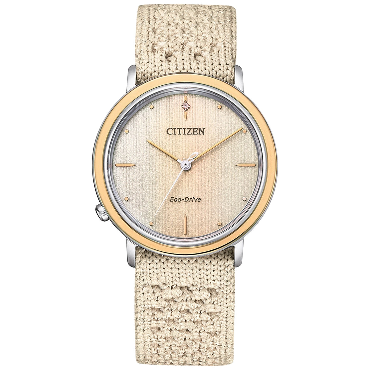 Citizen EM1006-40A Eco-Drive Damenuhr 34 mm mit Diamanten Beige