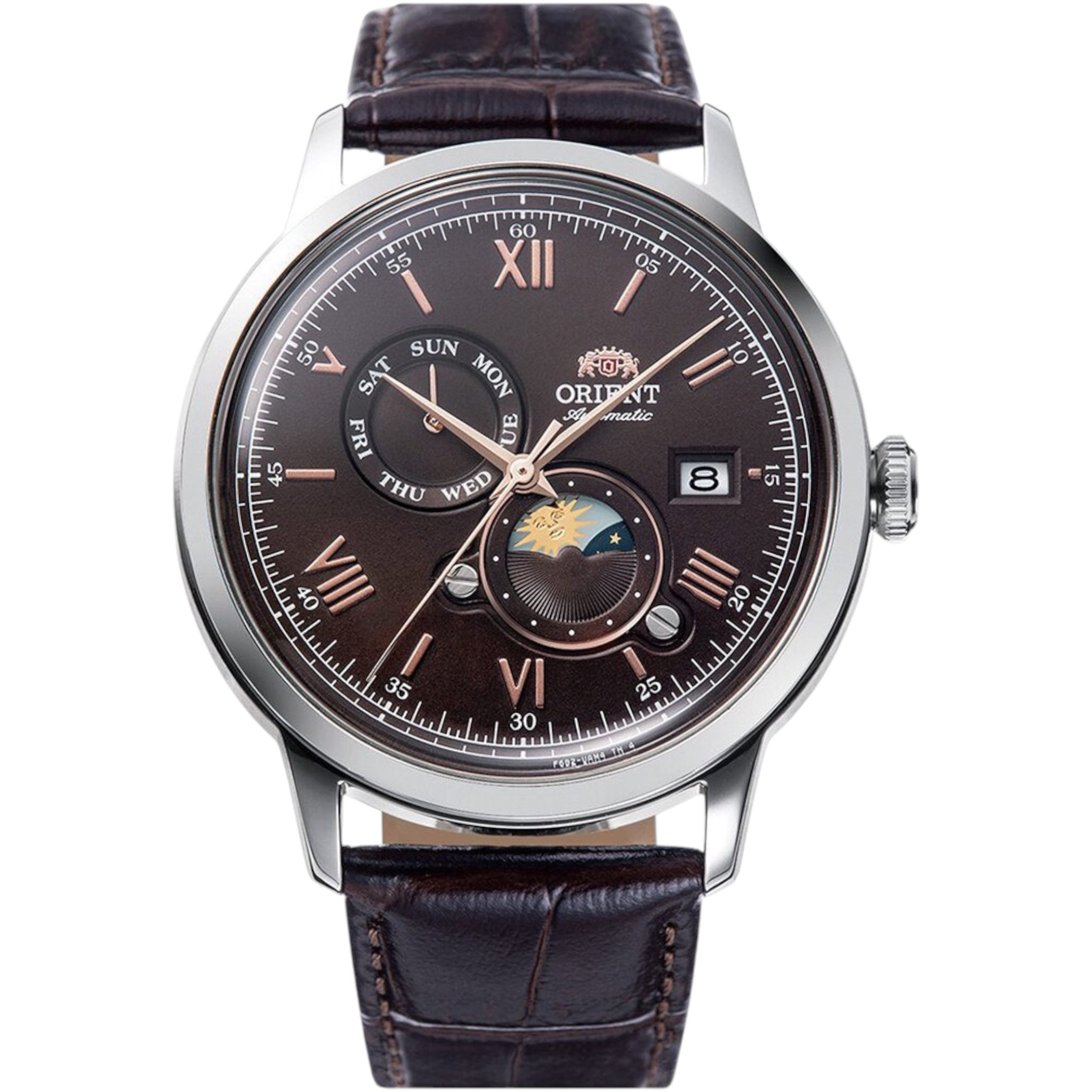 Montre Orient Bambino V9 Classic Sun and Moon RA-AK0804Y Automatique Marron