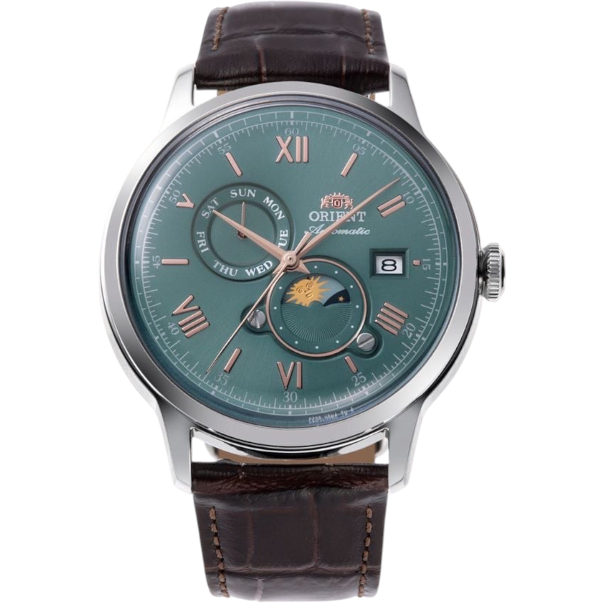 Montre Orient Bambino V9 Classic Sun and Moon RA-AK0805E30B Automatique Vert