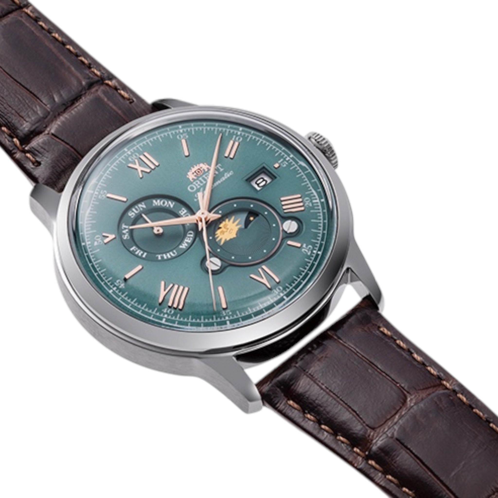 Montre Orient Bambino V9 Classic Sun and Moon RA-AK0805E30B Automatique Vert