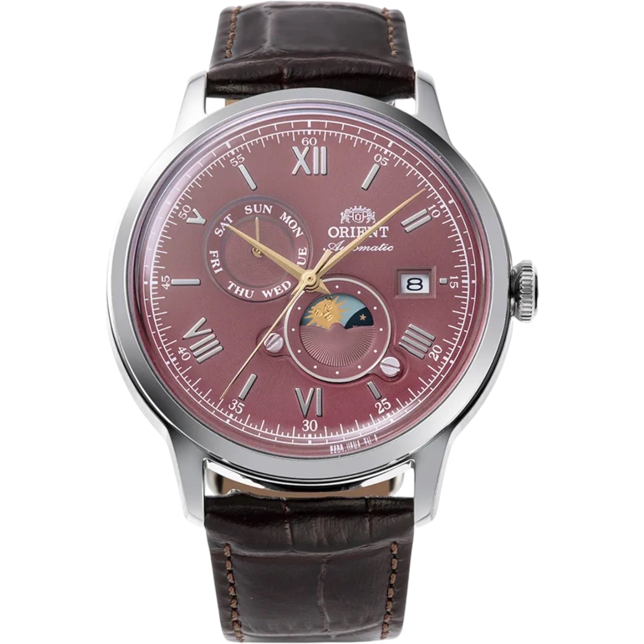Montre Orient Bambino V9 Classic Sun and Moon RA-AK0807R30B Automatique Bordeaux