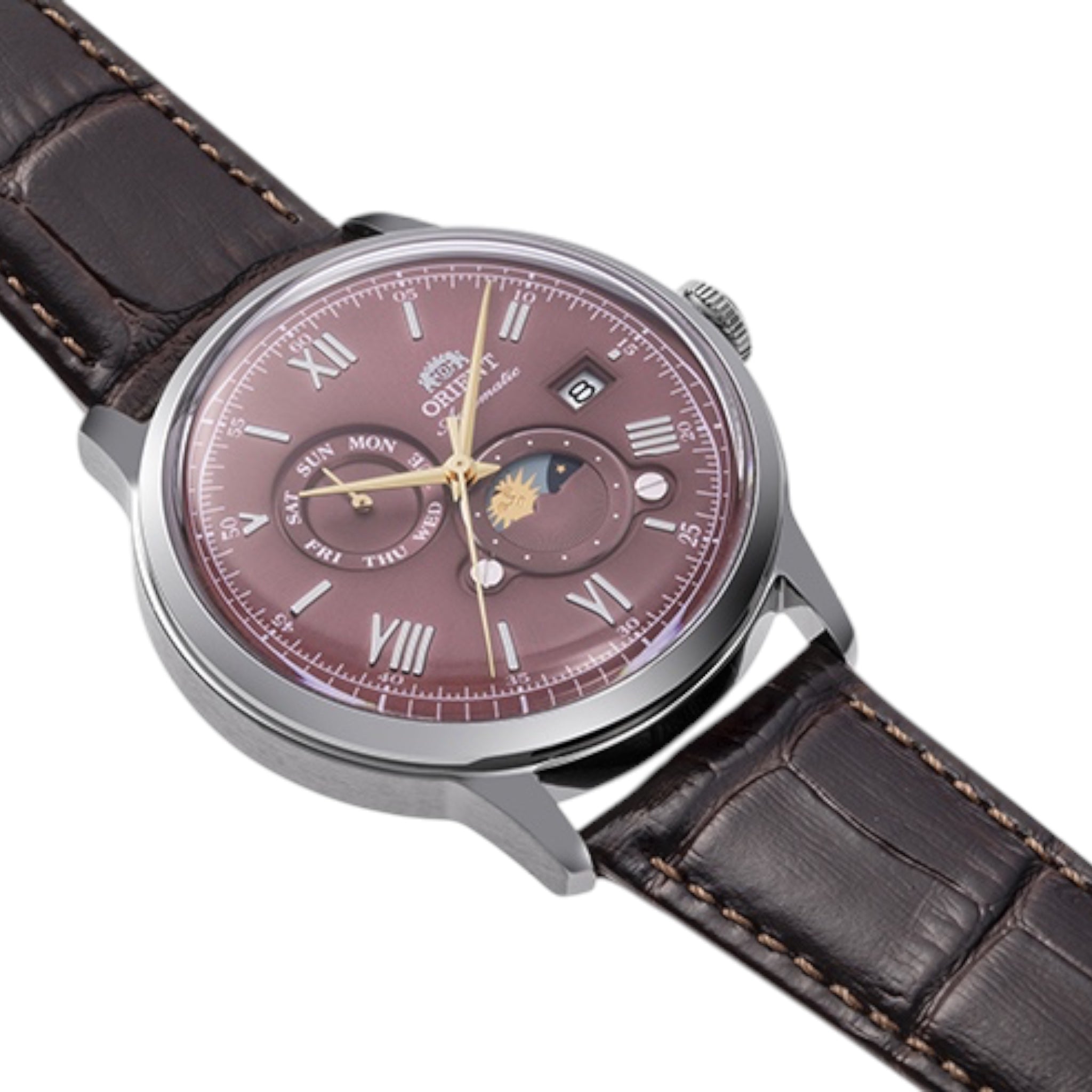 Montre Orient Bambino V9 Classic Sun and Moon RA-AK0807R30B Automatique Bordeaux